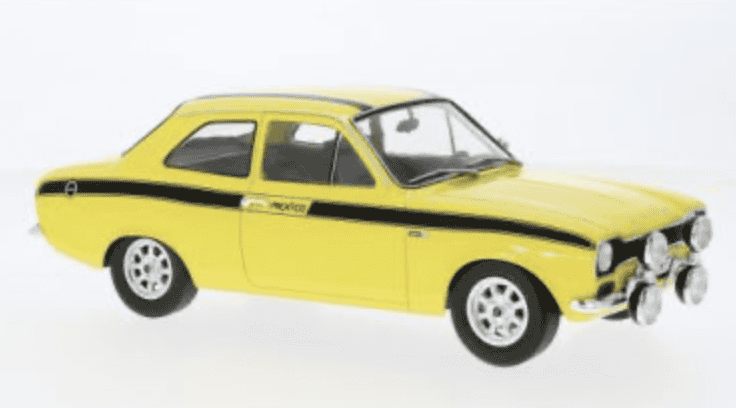 Ford Escort MKI Mexico 1973 Yellow MODEL CAR 1/18
