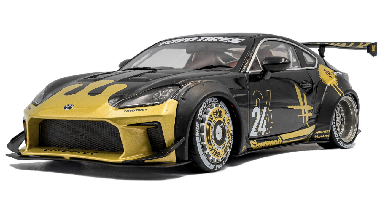 TOYOTA GR86 LIBERTY WALK BODY KIT BLACK & GOLD 2024 SOLIDO 1/18
